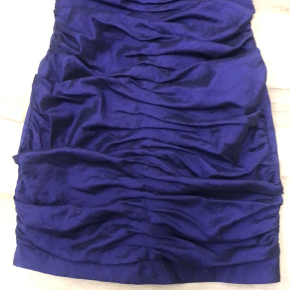Purple Ruched Bodycon Strapless Dress - Picture 3 of 5